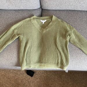 Time and Tru Women's Olive V-Neck Sweater